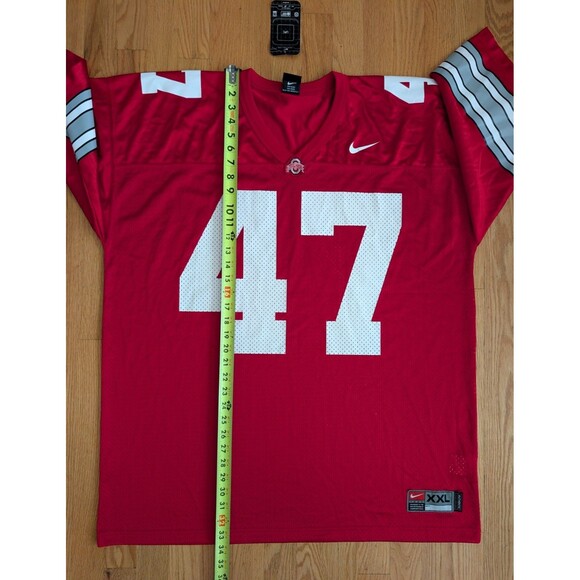 VTG Nike Ohio State Buckeyes Football Jersey Men’s #47 Red White XXL Aj Hawk NWT - Picture 11 of 11